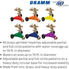 Dramm 15031 ColorStorm Premium Impulse Sprinkler with Heavy-Duty Metal Wheeled Base – Adjustable Brass Sprinkler Head, Waters up to 70 ft Diameter, Green - Image 4