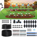 300FT Drip Irrigation System Kit, Quick Push-to-Connect Auto Garden Watering Irrigation System with 70FT 1/2'' & 230FT 1/4'' Tubing, Adjustable Dripper Sprayers for Raised Bed, Lawn, Greenhouse by DANGZW