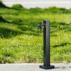 304 Stainless Steel Vertical Square Garden Hose Holder with Double Faucet, Antifreeze Design, Freestanding for Patio & Backyard - Black Color, Low-Cut Style by Unknown