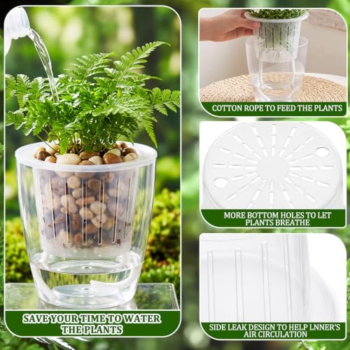 Self Watering Plant Pots, 5.1''/6.6''/7.2'', Transparent, 18 Pcs - Image 3
