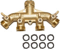 1 Pc Heavy-Duty Brass 4-Way Hose Splitter - Quad Outlet Manifold Valve with Long Grips - Solid Brass Outdoor Water Distribution Hardware for Garden and Lawn by Unknown