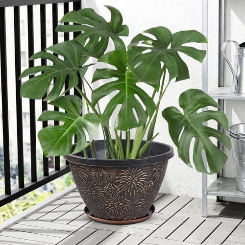 Nooulap 4 Pack 16 Inch Large Plant Pots with Drainage Holes and Saucers - Image 2