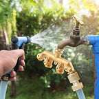Brass 4-Way Garden Hose Splitter Ball Valve Water Faucet Connector Adapter for Irrigation - Image 3