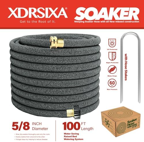 Soaker Hose 5/8 Inch 100FT Heavy Duty, Slow Release Drip Irrigation for Large Farms, Acreage & Sprawling Gardens, Leak-Proof - Image 2