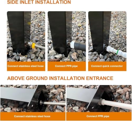 Freestanding Garden Hose Stand with Faucet - Stainless Steel Outdoor Garden Water Column - Floor Mounted Tap - Frost Free Outdoor Faucet - Hose Bib Extender - Image 3