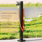 Freestanding Stainless Steel Garden Hose Stand with Faucet - Outdoor Water Column Fountain & Dispenser, Decorative Hydrant Feature (White, 95cm/37.4in) - Image 3