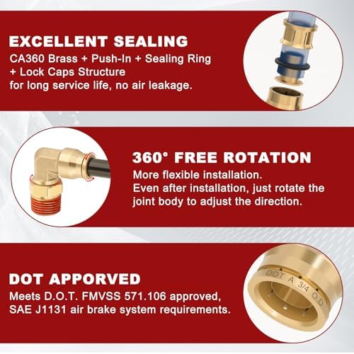 90° Swivel Male Elbow, 3/4" Tube x 1/2" NPT, DOT Approved 5PCS - Image 4