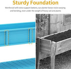 DWVO 47x18x31in Raised Garden Bed HDPE, Weather-Resistant Poly Wood Planter Box Stand, Planter Box with Legs, Storage Shelf & Lockable Wheels, Elevated Garden Bed for Backyard Patio - Aruba Blue - Image 6