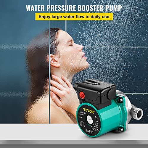 VEVOR Hot Water Recirculating Pump, 93W 110V Water Circulator Circulating Pump, with 3/4″ G Thread, Compatible with 1/2″ NPT, Stainless Steel Head, 3 Speed Control for Electric Heater System - Image 2