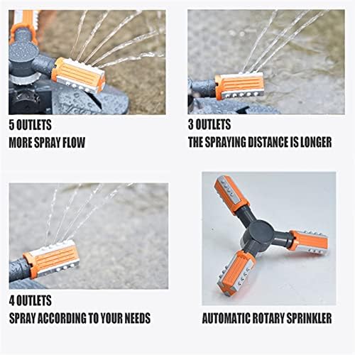 Lawn Garden Sprinkler Garden Sprinkler Automatic Lawn Water Sprinklers for Yard 360 Degree 3- Arm Rotating Sprinkler System TUE88(Rojo) - Image 6