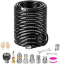 Sewer Jetter Kit for Pressure Washer 200FT, 5800PSI Drain Cleaner Hose 1/4 Inch NPT Corner Rotating and Button Nose Sewer Jetting Nozzle Sewer Jetting Nozzles Kit with Spanner (200FT) by Laopypor