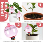 4 Pack Self Watering Globes 17oz Large Plant Watering Globes Top Fill, Self Water Planter Insert Indoor/Outdoor Plastic Water Bulbs Slow Release Terracotta for Plants, Pink - Image 3