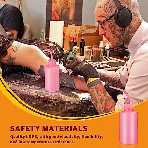 Dandat 24 Pack Tattoo Squeeze Bottle Bulk 500ML/17oz Plastic Safety Wash Bottles Narrow Mouth Lab Squeeze Bottle LDPE Squirt Plants Watering Irrigation Tools Lash Rinse with Scale Labels - Image 4