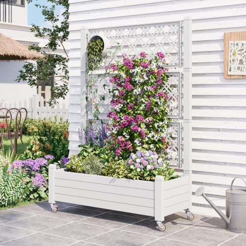 Fancyango Raised Garden Bed with Wheels 61.2" H -Medium Ashen - Image 6