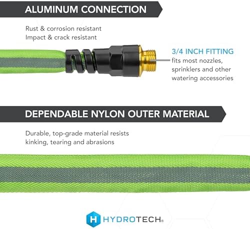 HydroTech FLATJACKET Lightweight Garden Hose 5/8 in x 50 ft, Green - Image 3