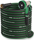 Garden Hose 100 ft x 5/8" with Nozzle, Water Hose Heavy Duty Flexible, Lightweight Kink-less Hybrid Hose with Swivel Handle, Male to Female Fittings (Green, 100FT) by EOOIOGARDEN