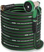 Garden Hose 100 ft x 5/8" with Nozzle, Water Hose Heavy Duty Flexible, Lightweight Kink-less Hybrid Hose with Swivel Handle, Male to Female Fittings (Green, 100FT) by EOOIOGARDEN
