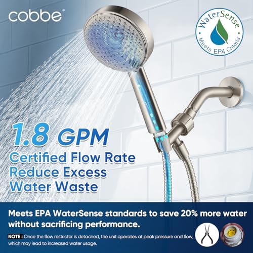 Cobbe® All Metal Handheld Shower Head, 3 Spray Settings, 1.8GPM - Image 5