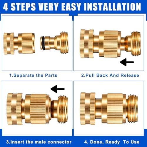 Therwen 16 Sets Garden Water Hose Quick Connector 3/4'', Brass Color - Image 3