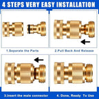 Therwen 16 Sets Garden Water Hose Quick Connector 3/4'', Brass Color - Image 3
