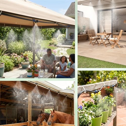 Gugxiom 75FT/23M Misters for Outside Patio, with 23 Mist Nozzles+3/4" Brass Adapter, Outdoor Misters for Patio Cooling, for Garden Patio Backyard Greenhouse Horse Corral (23 Meters (75 ft)) - Image 7