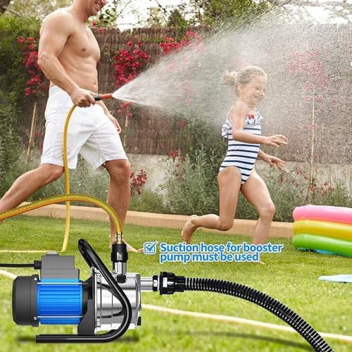 Water Transfer Pump 110V Shallow Well Pump 1.6HP 1500GPH Electric Portable Garden Pressure Booster Pumps for Pool Draining Farm Irrigation Lake Lawn Sprinkler System - Image 2