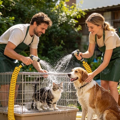 Retractable Spring Garden Hose With Multi Spray Nozzle, Portable ABS Water - Image 3