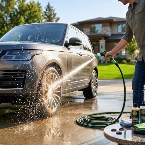 High Pressure Garden Hose 25 FT, Heavy Duty 700 PS 25FT 700PSI High Pressure Garden Hose Leak Proof PVC 10-Spray Nozzle - Image 2