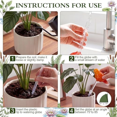 Duraaamo Self Watering Plant Globes Set of 5 - Bird Shaped Multicolor Hand Blown Glass Watering Bulbs, Automatic Plant Accessories Devices for Indoor & Outdoor Plants, Decorative Garden Stakes - Image 6