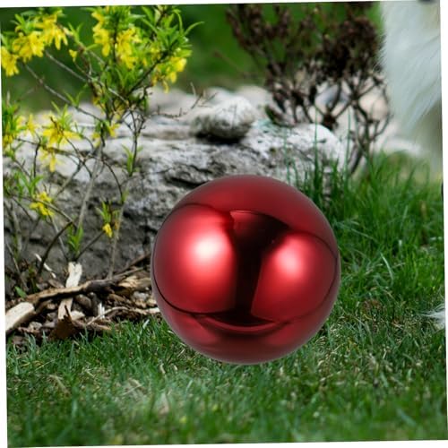 VICASKY Red Stainless Steel Gazing Globe Mirror Ball Outdoor Yard Decor - Image 4