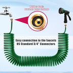 AUTOMAN Coil Garden Hose 50 ft, EVA Curly Water Hose with Brass Connectors, Recoil Garden Water Hose,Includes 7-Pattern Function Sprayer,Retractable,Corrosion Resistant Garden Coil Hose. - Image 4