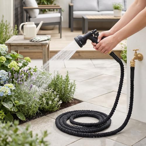 Cryfokt Non Expanding Garden Hose 100 ft, 10 Function Nozzle - Image 2