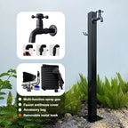 Freestanding Water Fountain, Stainless Steel Water Column Garden Water Tap, Hose Holder/Outdoor Faucet Water Fountain Stand with 10m Spray Gun & Hooks - Image 7