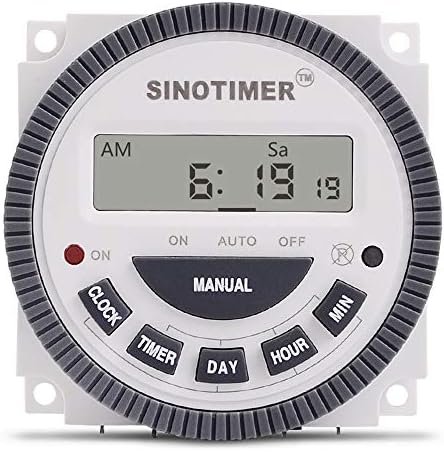 TM619 Timer Switch Digital LCD Power Timer Switch Weekly Programmable Thinner Model 16A 1NO+1NC (TM619-3 24V) by SINOTIMER
