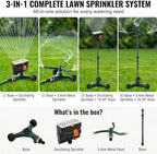 3-in-1 Lawn Sprinkler System with Adjustable 16-30" Riser - Image 3