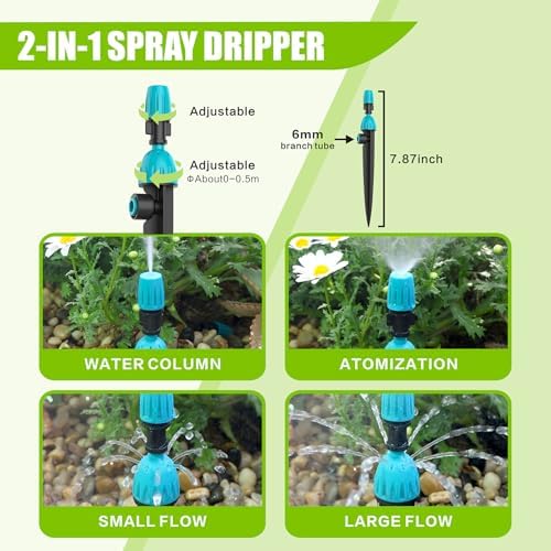 Drip Irrigation System 98ft, Fast Connect Automatic Irrigation Kit with 12mm, 6mm Blank Distribution Tubing and Accessories, DIY Garden Watering Equipment for Garden, Greenhouse, Flower Bed, Patio - Image 4
