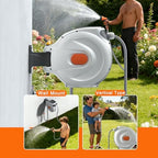 Retractable Garden Hose Reel, Wall Mounted Hose Reel Heavy Duty Garden Hose Reel for Outside, with 8 Patterns Nozzle, 10 Patterns Watering Wand, 180°Swivel Bracket, Any Length Lock - Image 7