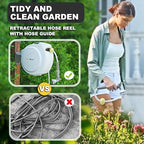 Retractable Garden Hose Reel, 1/2 in 100+6 ft, Heavy Duty Wall Mounted Water Hose Reel, Spring Power Automatic Rewind, Any Length Lock, 180° Swivel Bracket, 10 Pattern Spray Nozzle - Image 6