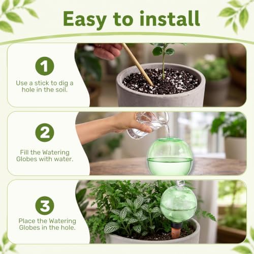 12 Pack 17 oz Self Watering Globes for Plants with Covers, Green - Image 3
