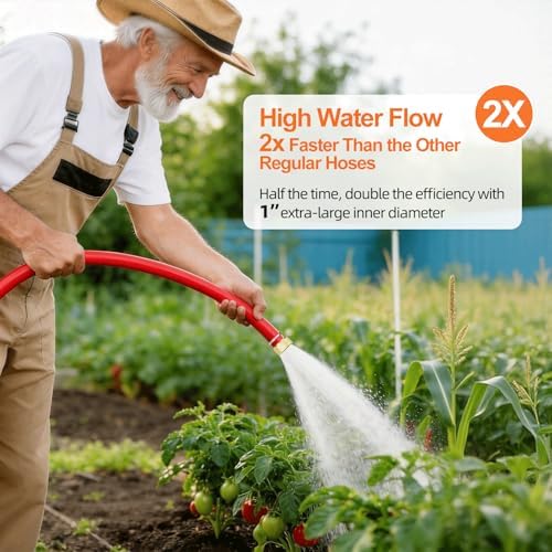 SPECILITE 1" x 75FT Hot/Cold Rubber Garden Water Hose, -50℉-190℉, Red - Image 2