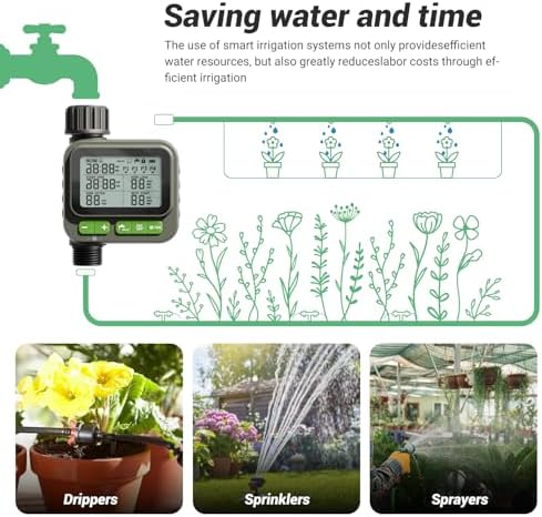 Sprinkler Timer System w/Brass Splitter|Programmable Water Timer for Garden Hose, Outdoor Soaker Hose Timed with Rain Delay/Manual/Automatic Watering System, Digital Irrigation for Yard, Lawn - Image 6