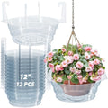 12" 12-Pack Clear Hanging Plant Basket Drip Pans Water Catcher Tray by VIOBEPASS
