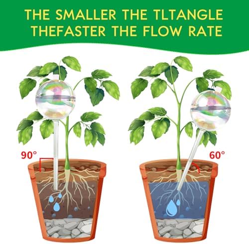 13 oz Up 2 Weeks Large Plant Watering Globes - Self Watering Bulbs for Indoor & Outdoor Plants, Glass Water Globes, Slow Watering for Plants While Away, Self Watering Planter Insert 4 Pack - Image 6