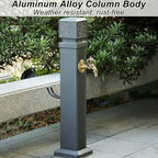 Outdoor Water Column with Faucet, Aluminum AlloyOutdoor Faucet Post, with Spray Gun and Hose, Dual Inlet Design for Backyard, Patio Irrigation - Image 3