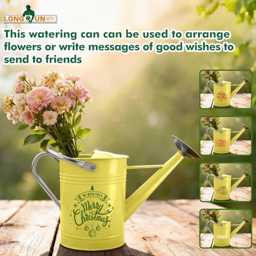 Galvanized Iron Watering Can for Indoor Plants, DIY Watering Cans for House Plant Garden Flower, Long Spout Water Can for Outdoor Watering Plants 6.44L 1.7Gallon (Beige) - Image 7