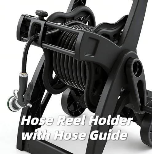 175FT Hose Reel Cart, Garden Hose Reel Holder with Guide, Large Capacity, Durable Resin Outdoor Water Hose Reel with Wheels - Image 4