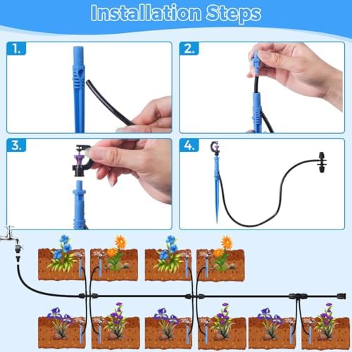 Drip Irrigation System Kit - Automatic Garden Watering System with G-Type 360° Rotating Micro Sprinkler Heads & 50FT 8/11mm & 33FT 4/6mm Irrigation Tubing for Garden, Lawn, Greenhouse, Yard, Plant - Image 2