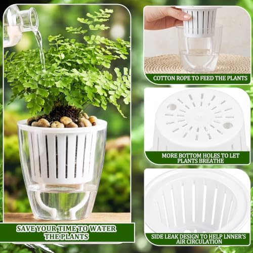Self Watering Plant Pots, 4.3'', Transparent White, 18 Pcs - Image 3
