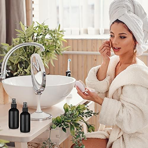 Yungyan 100 Pcs 4 oz Mini Glass Spray Bottles Empty Small Essential Oil Bottles Fine Mist with 3 Funnel 5 Dropper Cleaning Brush for Hair Travel Plants Perfumes(Black) - Image 6