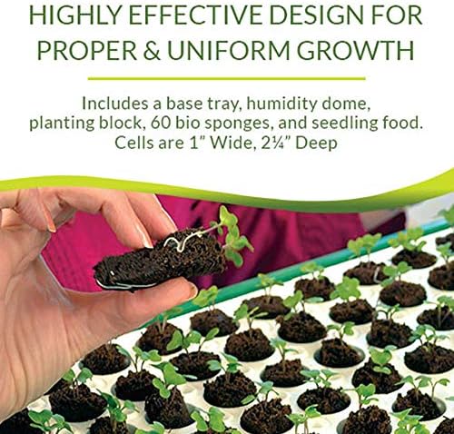 Park Seed Bio Dome Seed Starter Kit with 60 Cell Planting Block, Base Tray, Humidity Dome & 60 Bio Sponges - Image 3